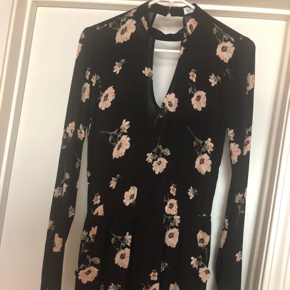 Black floral romper
